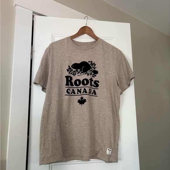 Men’s Large Tan  Roots T-Shirt - Picture 1 of 5